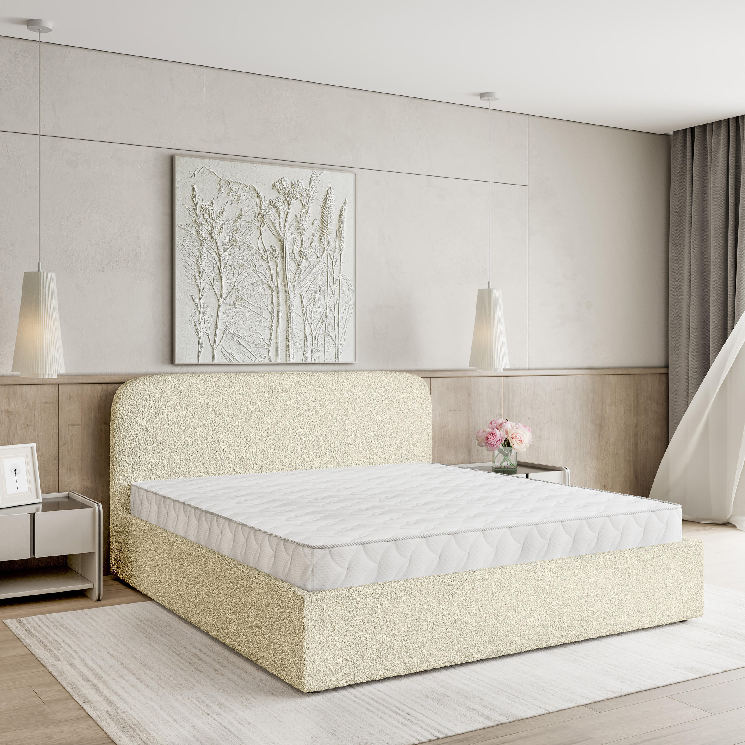 POLSTERBETT RENIVE 160x200 cm mit Bettkästen - Creme - Creme, Holz (160/200cm) - MASSENO