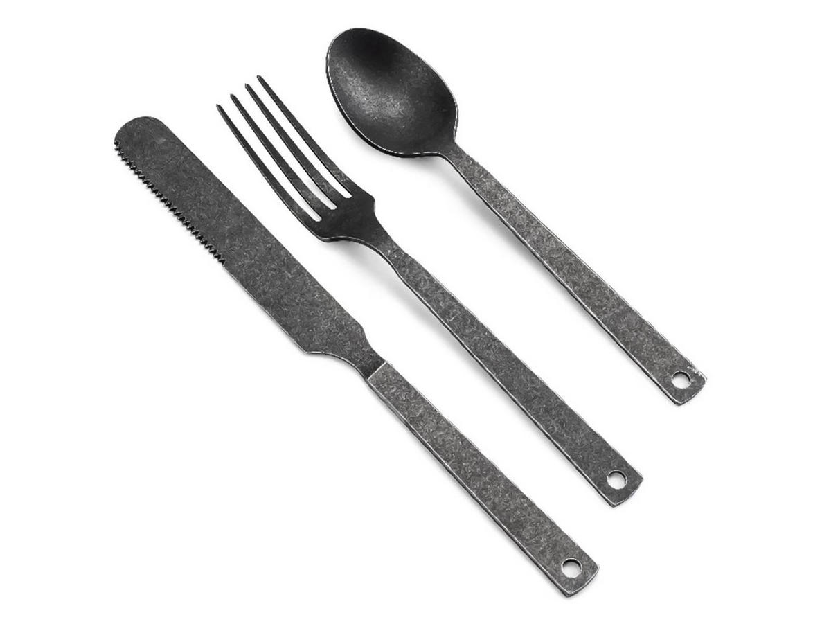 BESTECKSET Flatware Edelstahl matt antik für 2 Personen - Grau, Metall - BAREBONES