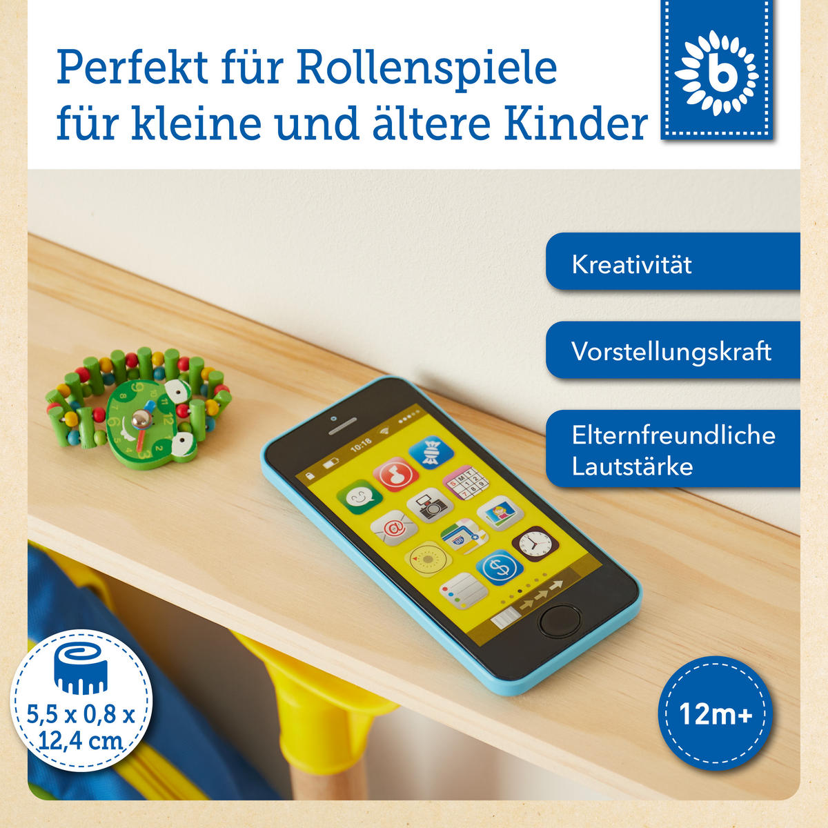 LERNSPASS Kinder Smartphone mit 40 Sounds - Blau, Kunststoff (0.8/5.5cm) - Bieco Spielwaren
