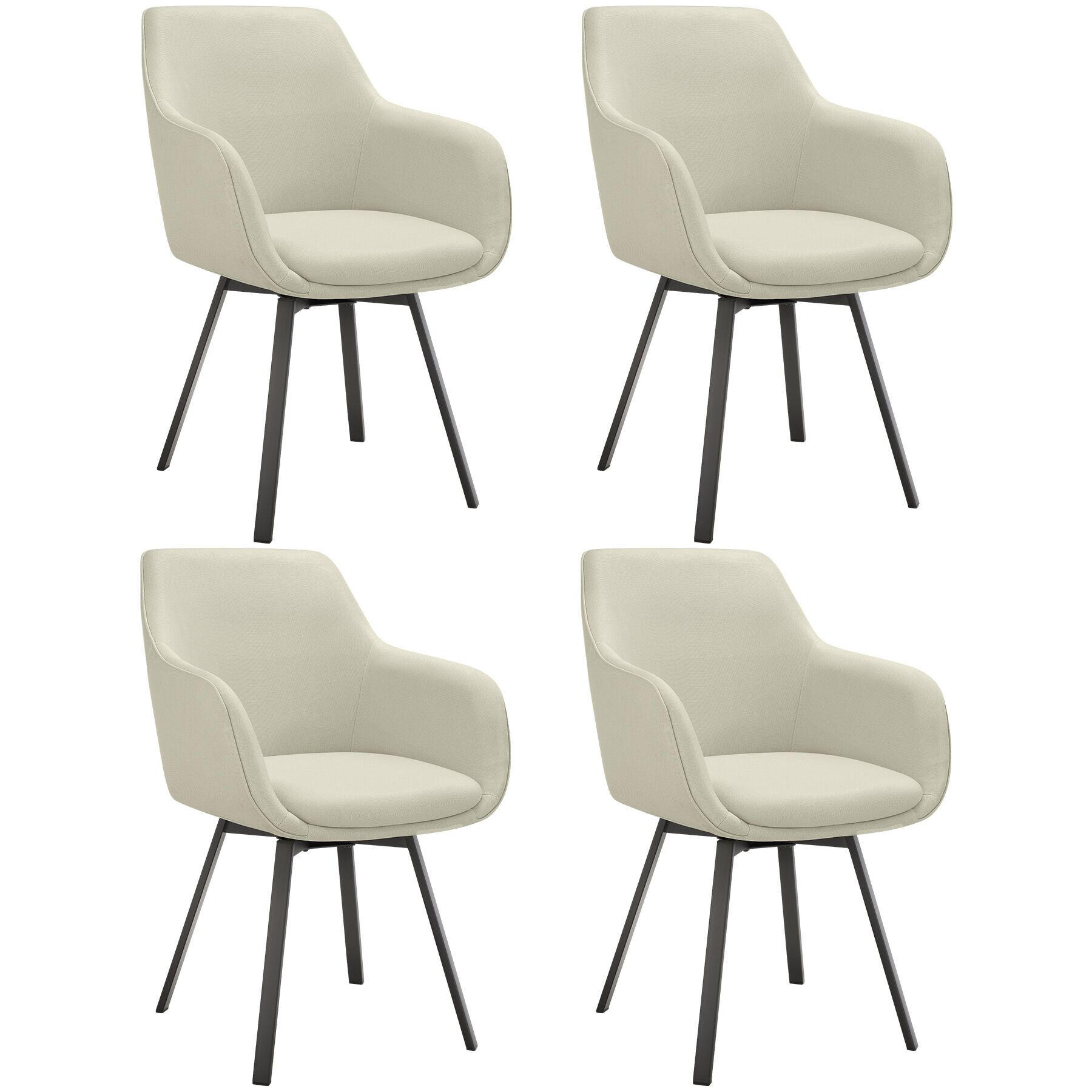 ARMLEHNSTUHL drehbarer 4er Set Alicon 57 x 59 x 88 cm greige - Greige, Textil (57/88/59cm) - tectake