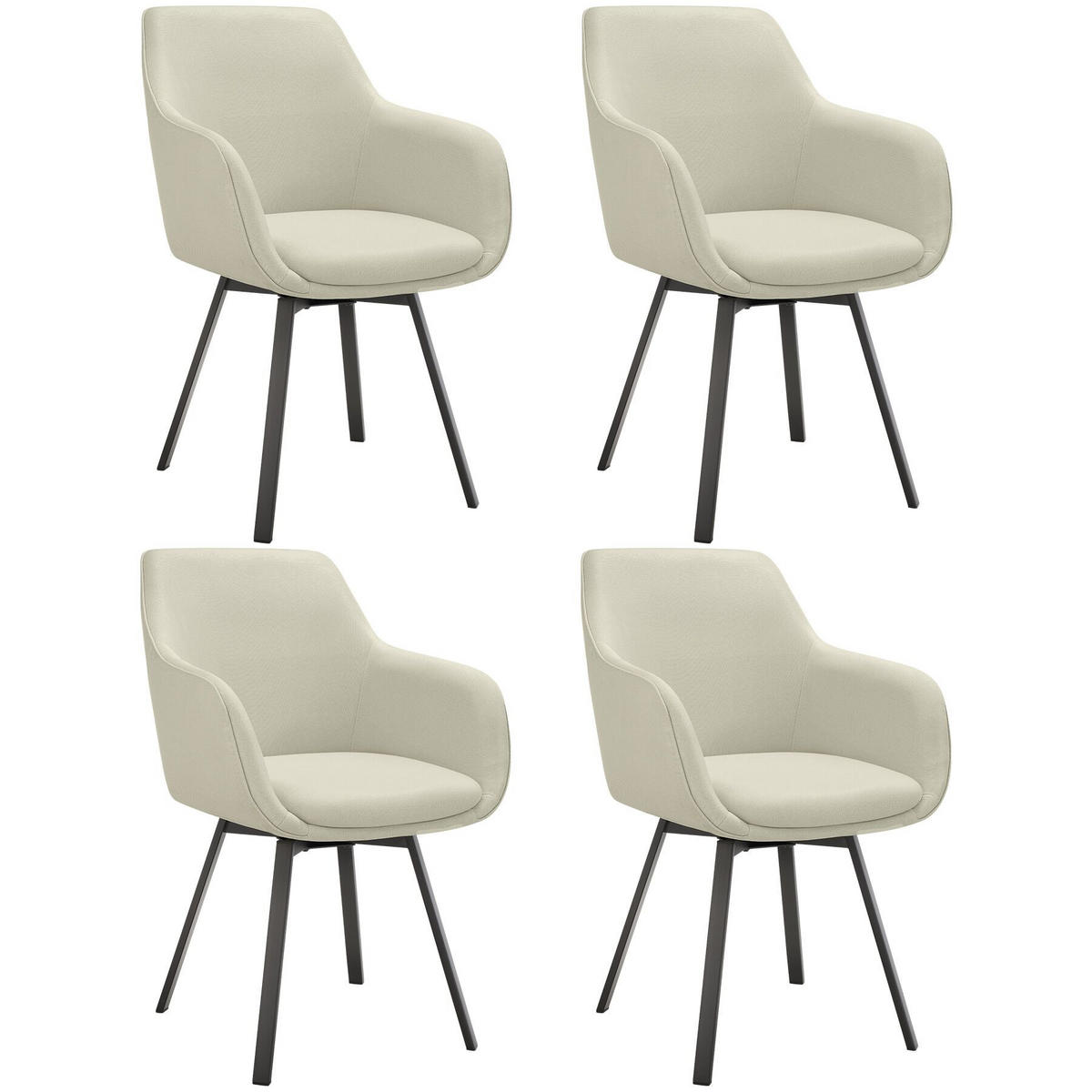 ARMLEHNSTUHL drehbarer 4er Set Alicon 57 x 59 x 88 cm greige - Greige, Textil (57/88/59cm) - tectake