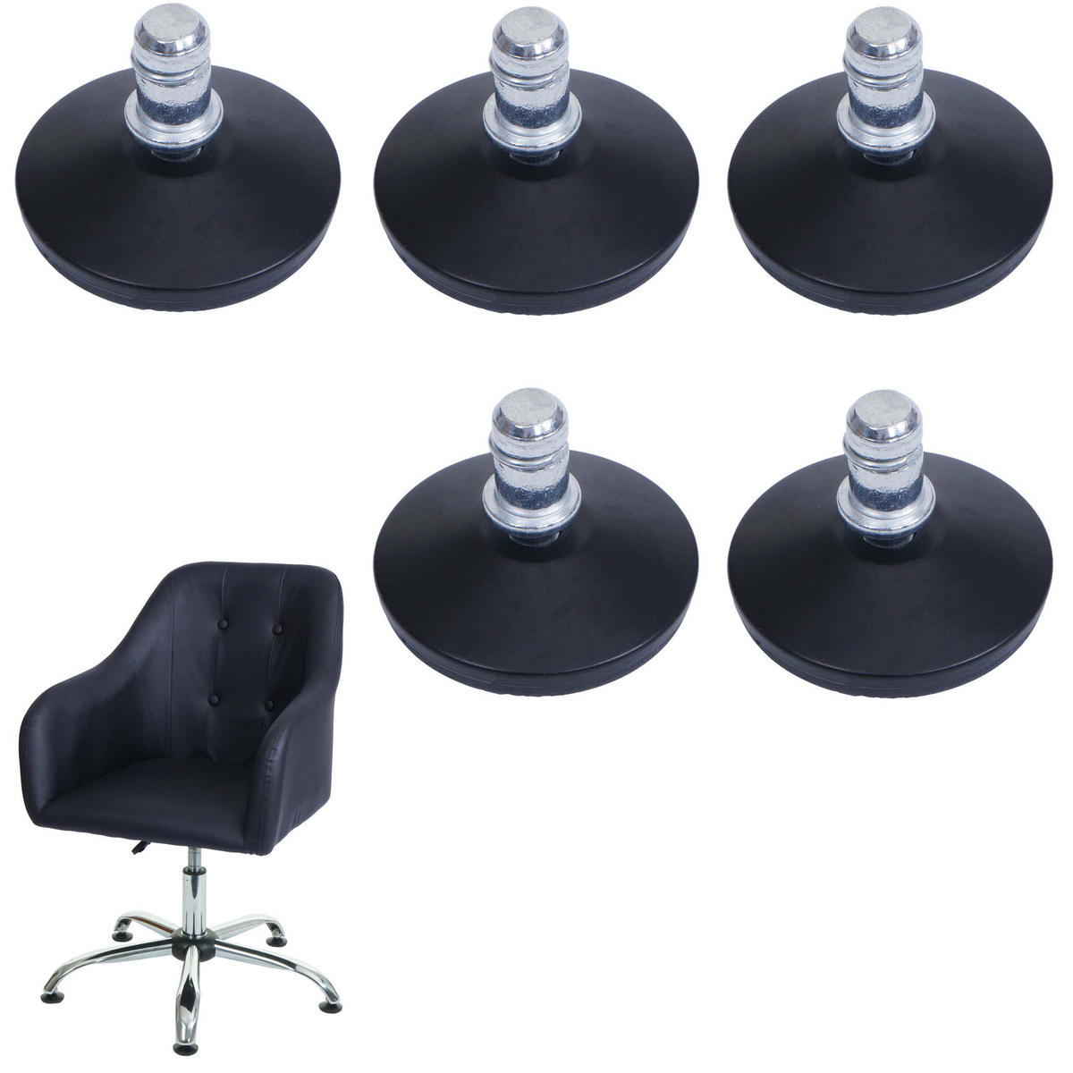 BODENGLEITER Schwarz 5er-Set - Schwarz, Kunststoff (5/4/5cm) - MCW