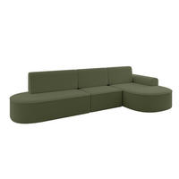 ECKSOFA mit Schlaffunktion Ottomane RECHTS MARI L2-S 368X167X85 Grün Bouclé - Schwarz/Grün, Holzwerkstoff/Kunststoff (167/368cm) - ALTDECOR