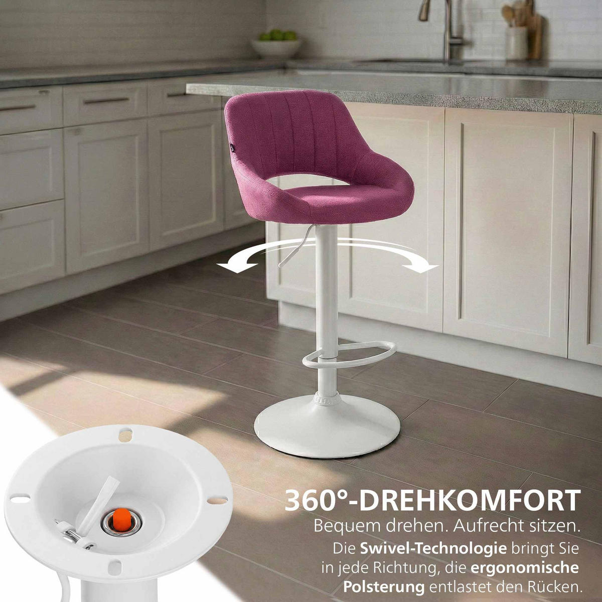 BARHOCKER Stoff Lila - Lila/Weiß, Textil/Metall (47/85/48cm) - CLP