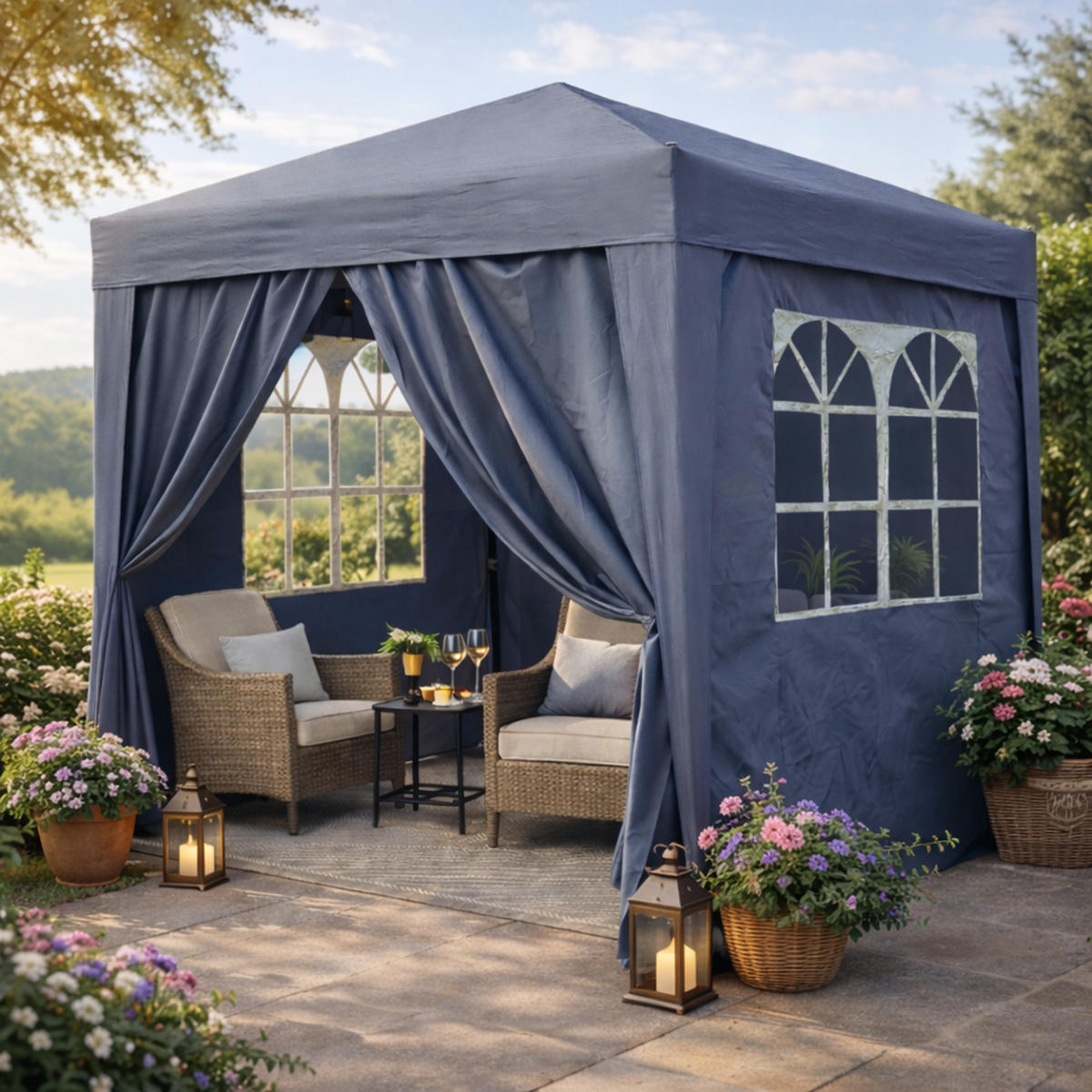 FALTPAVILLON 2x2m Smoky Grau inkl. 4 Fußgewichten - Grau, Metall (200/245/200cm) - QUICK STAR