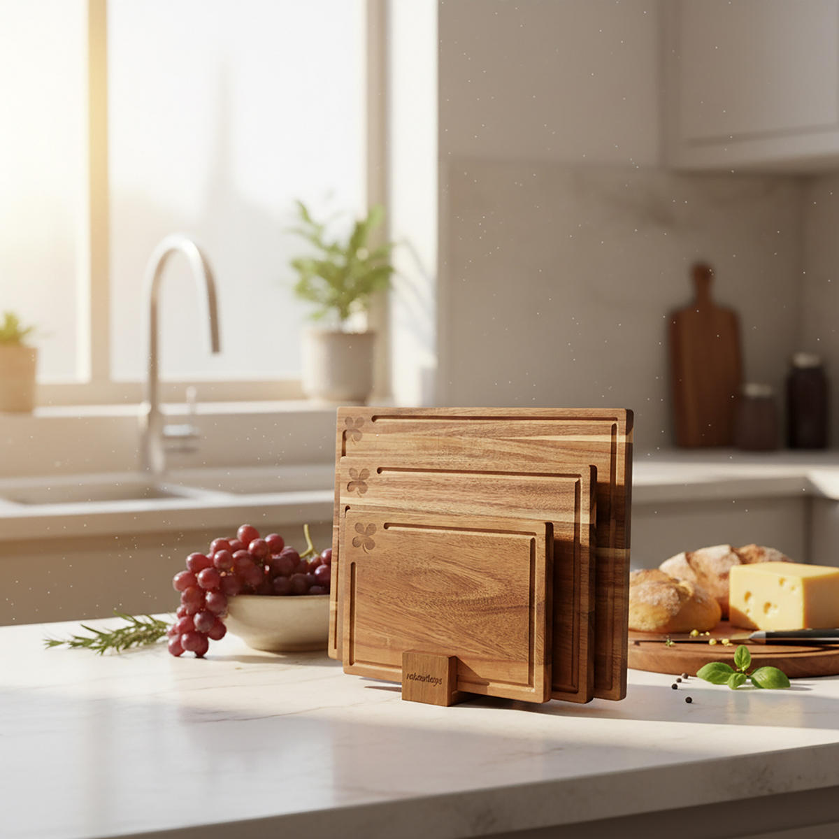 3-TLG.SCHNEIDEBRETT-SET - Braun, Holz (40/30cm) - Relaxdays