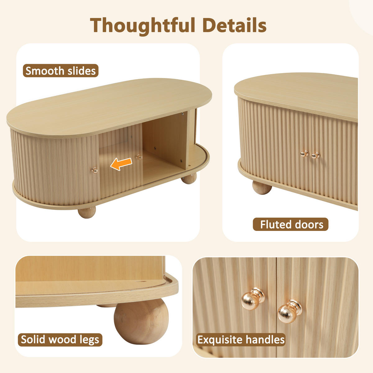 COUCHTISCH Holzfarben 100/50/40 cm - Naturfarben, Holzwerkstoff (50/100/40cm) - PANGIVO