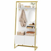 GARDEROBE-SET in Weiß und Gold mit Spiegel und Schuhbank für Eingangsbereich und Flur, B78/T38.5/H180.5 cm - Goldfarben/Weiß, Glas/Holzwerkstoff (78/180.5/38.5cm) - STILVORA