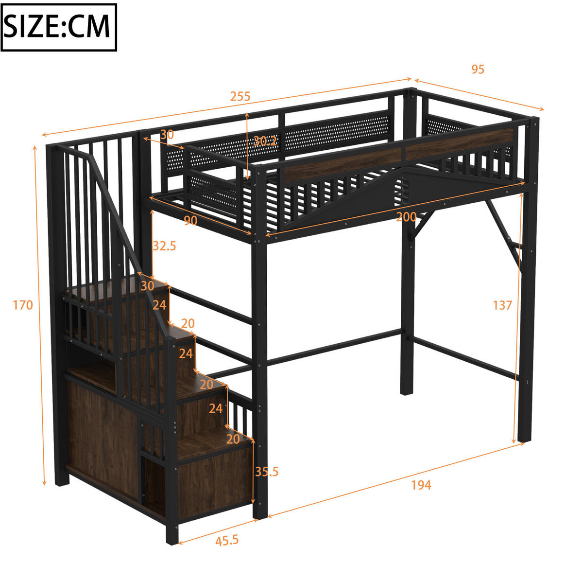 HOCHBETT 90/200 cm Schwarz aus Metall mit Stauraum - Schwarz, Metall (90/200cm) - OKMYHOME