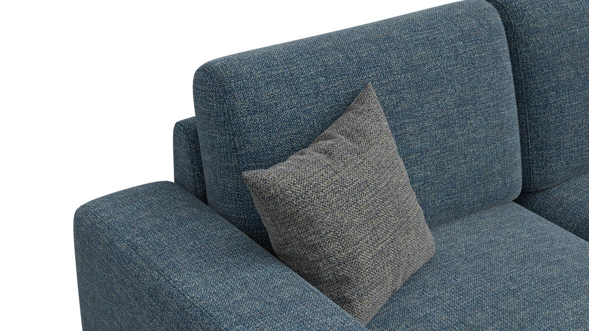 SOFA OTTO 3-Sitzer, marineblau - Blau/Schwarz, Holz/Textil (201/89/98cm) - Courtois Laville