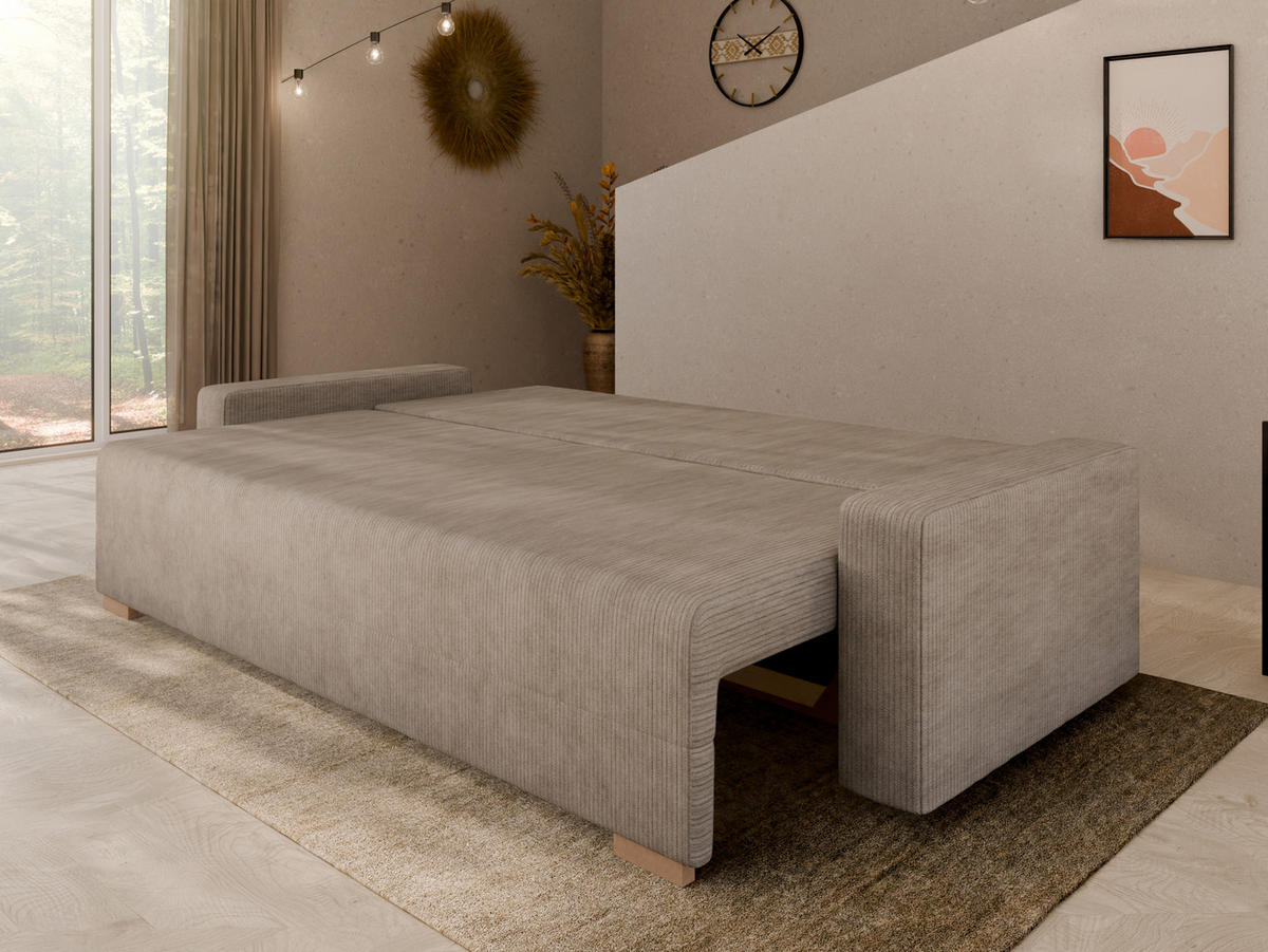 SCHLAFSOFA Celeste – modernes Design trifft auf höchsten Komfort, Cappuccino - Cappuccino, Holz (225/80/94cm) - Panda Möbel