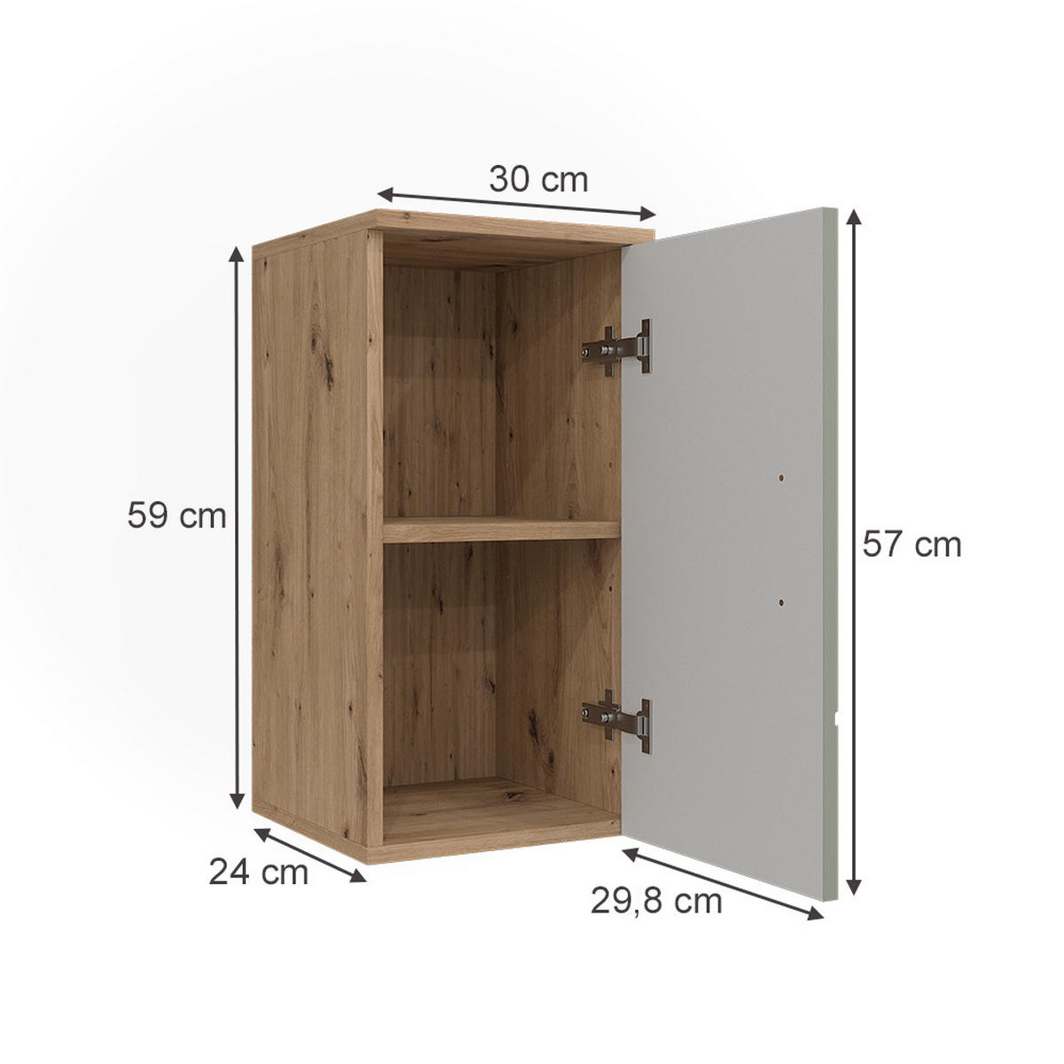 MIDISCHRANK Irma Salbeigrün 30 x 59 cm - Salbeigrün/Hellgrau, Holzwerkstoff (30/59/24cm) - Vicco