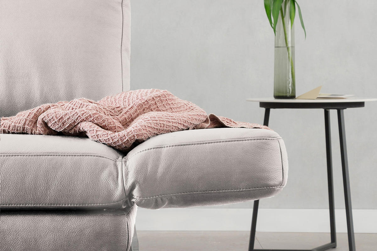 LEDERSOFA HURRICANE Hellgrau Leder - Silberfarben/Hellgrau, Leder (170/87/141cm) - KAWOLA