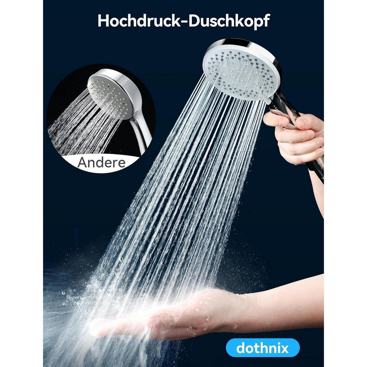 DUSCHKOPF mit Schlauch 1,5m 5 Strahlarten Silber - Silberfarben, Metall (11/12.7/26.5cm)