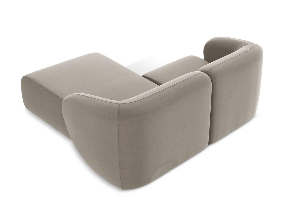 ECKSOFA Rechts Samt Stoff Grau - Taupe/Schwarz, Holzwerkstoff/Kunststoff (178/166cm) - Makamii