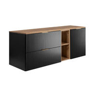 BADEZIMMER-SET, 57×46×140 cm, Eiche Craft / Schwarz, Griff Gold - Schwarz, Holzwerkstoff (140/57/46cm) - 3XE LIVING