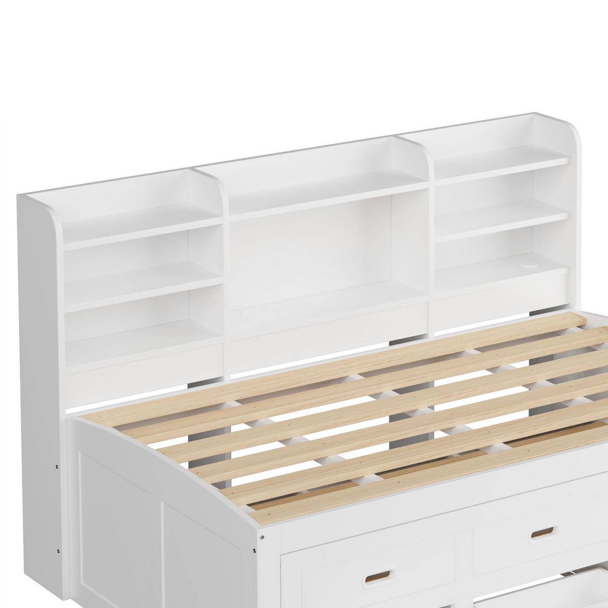 POLSTERBETT aus Spanplatte und MDF 90x200 cm in Weiß mit LED & USB-Typ-C - Weiß, Holzwerkstoff (90/200cm) - Modfu