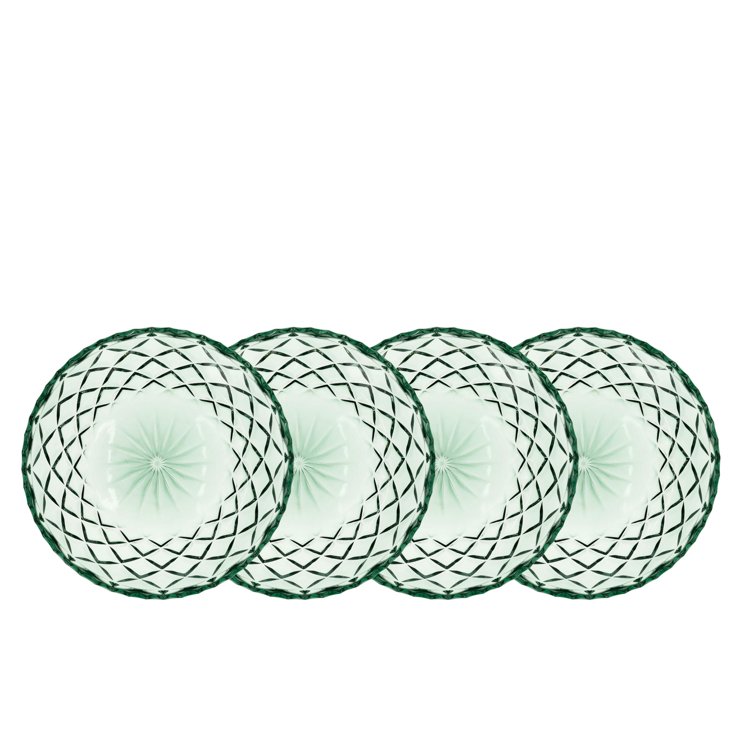 GLASTELLER Sorrento 4er Set, Glas, Grün, 16 cm - Grün, Glas (13.3/16.2/16.5cm) - Lyngby Glas