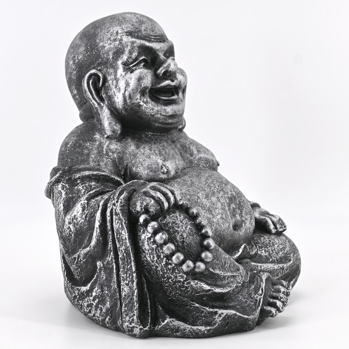 BUDDHA 31 cm, Schwarz-Silber - Silberfarben, Kunststoff (25/31/24cm) - dasmöbelwerk