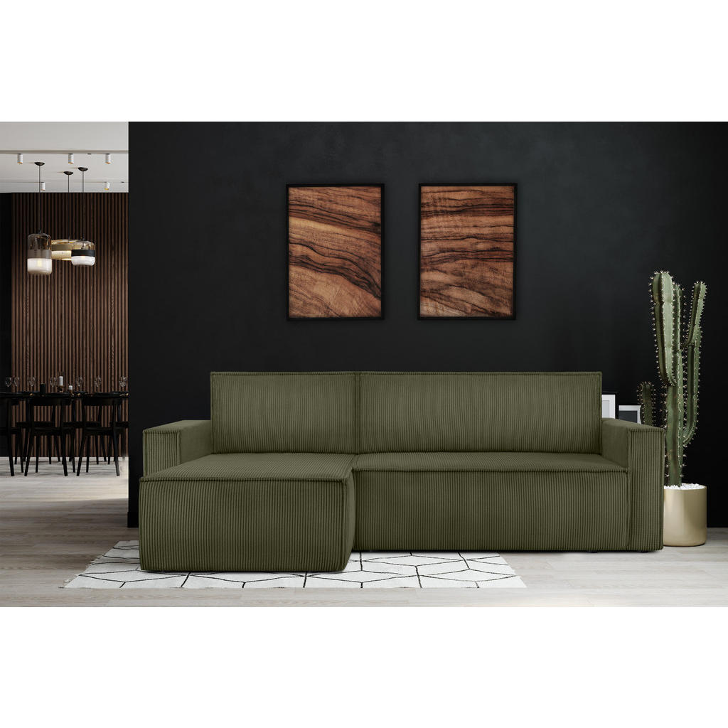 Thumbnail - Konsimo® Ecksofa-Links/Rechts, Olivgrün, Textil, L-Form,L-Form, 246x148 cm, FSC 100%, Hergestellt in Europa, Wohnzimmer,...