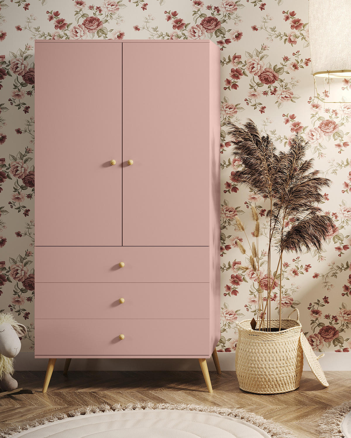 SCHRANK Kleiderschrank Monalin Natürliches Rosa - Pink, Holzwerkstoff (100/180/52cm) - Fedve