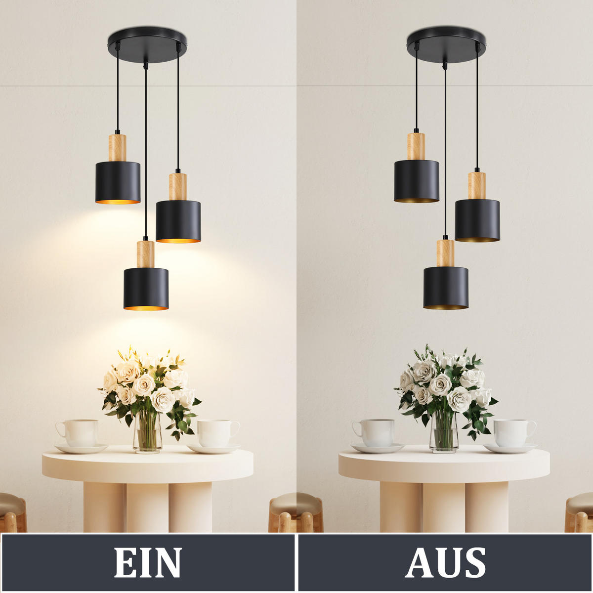 PENDELLEUCHTE Obiroq 22/12/173.5 cm - Schwarz, Metall (22/12/173.5cm) - ZMH