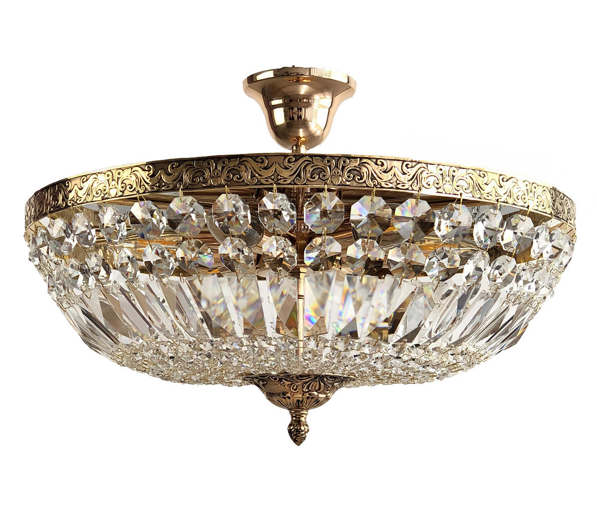 DECKENLEUCHTE Kristall Schönbrunn Ø45 Antik Gold gefertigt aus geschliffenen Kristallen - Goldfarben, Glas/Metall (45/45/28cm) - PGA Lights