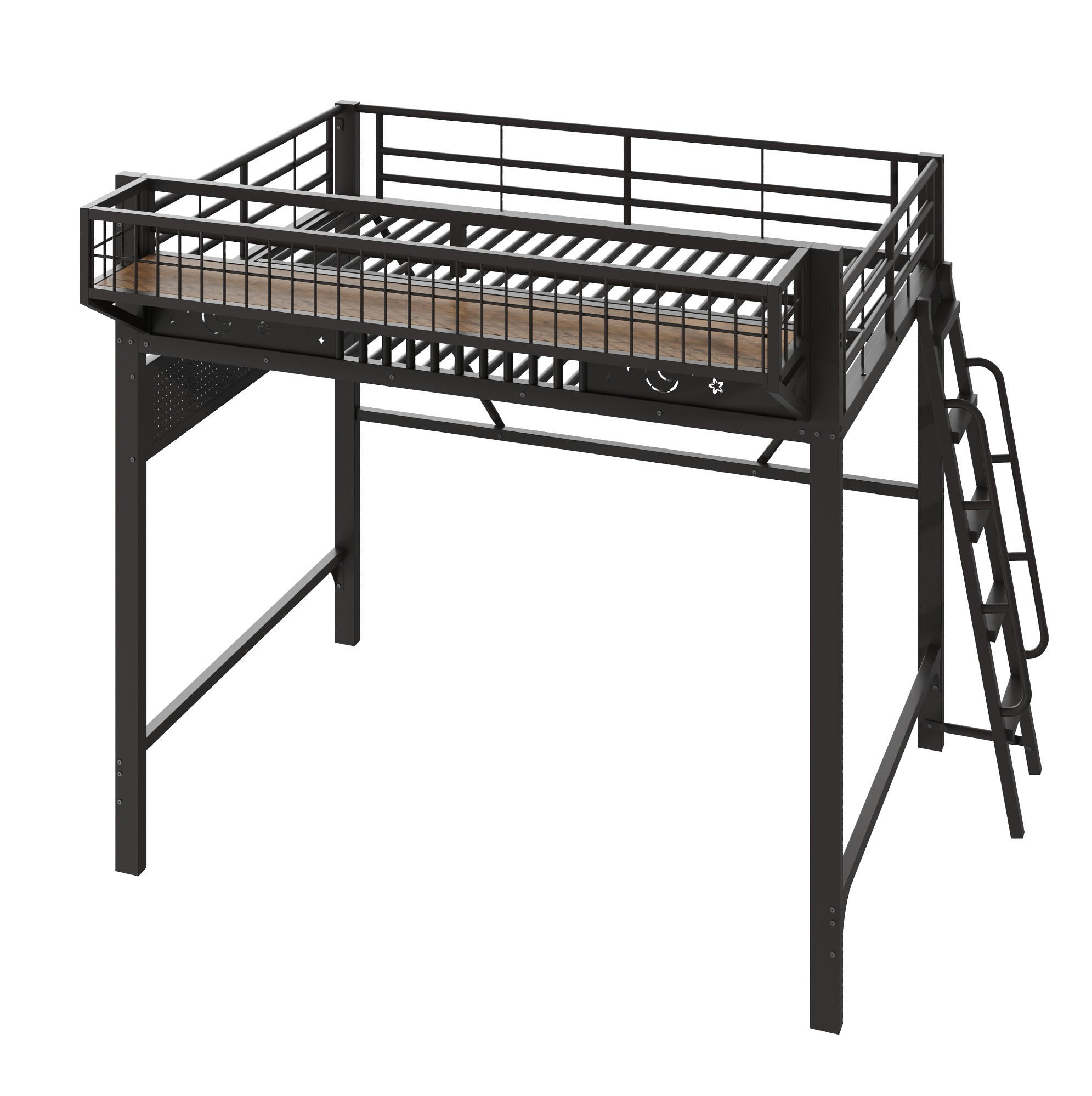 Modfu Hochbett Schwarz 140x200 cm