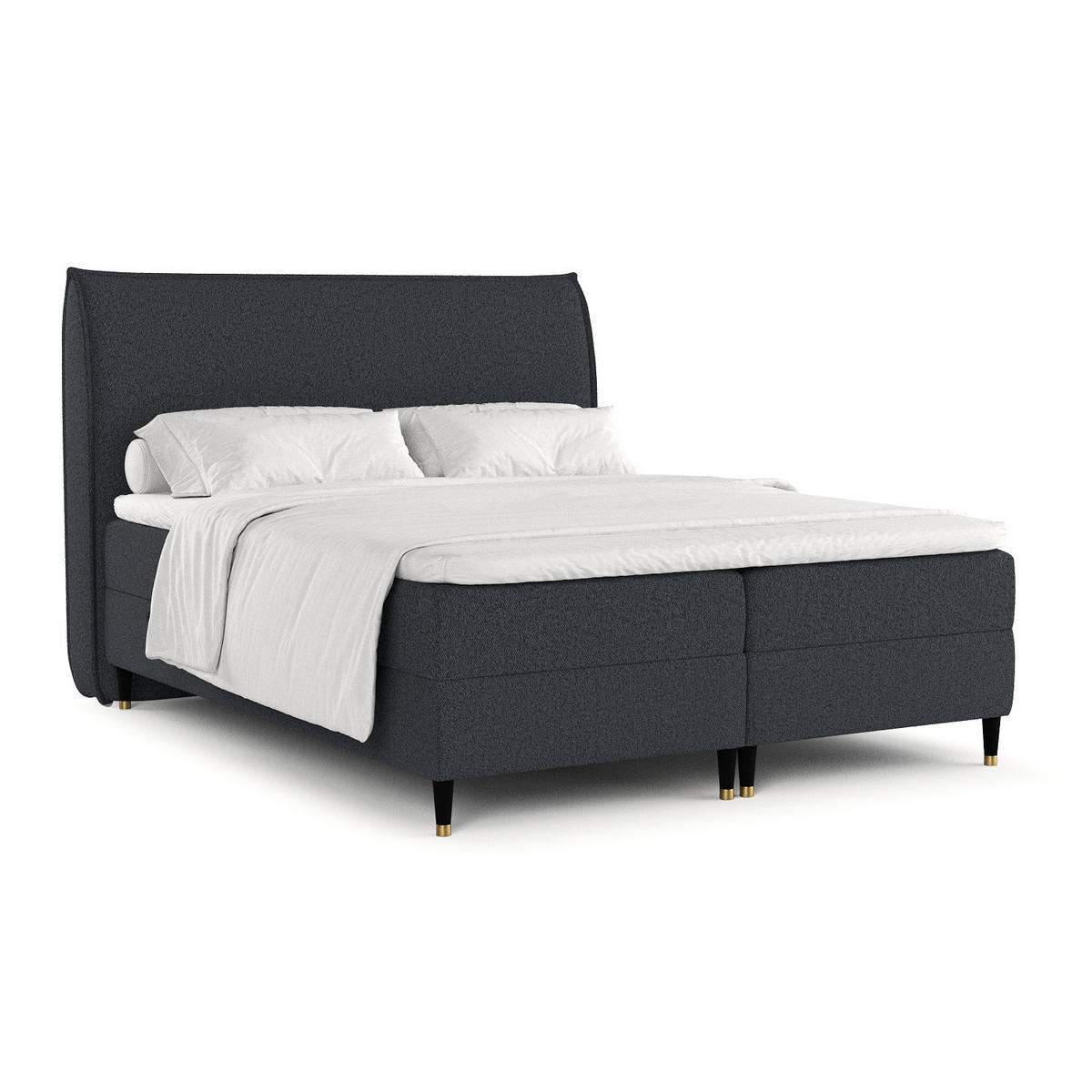 BOXBETT Melba Schwarz 180/200 cm mit Bonellmatratze - Schwarz, Holz/Holzwerkstoff (180/200cm) - Maison de Reve