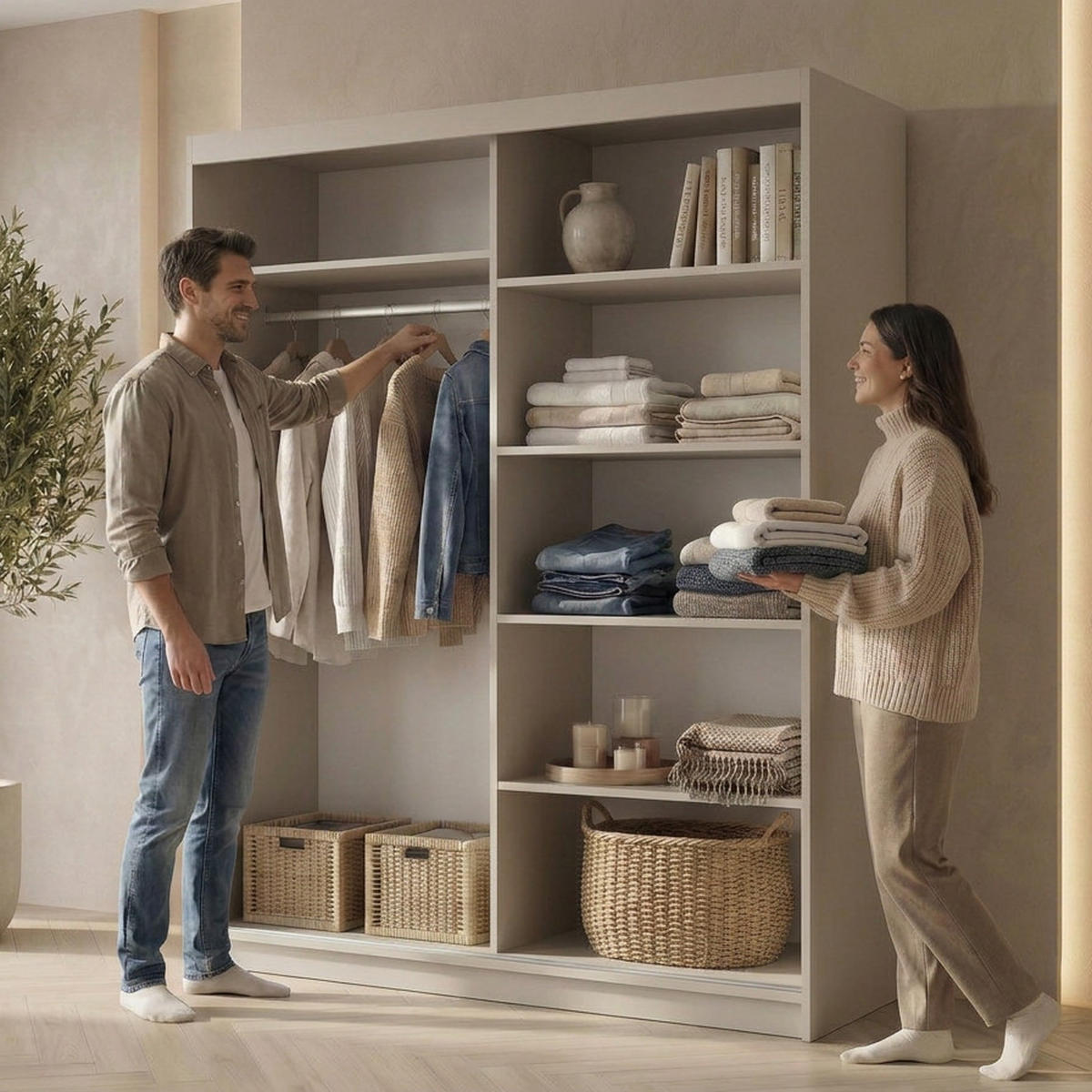 SCHWEBETÜRENSCHRANK Hela mit 2 Türen. 160 cm, Kaschmir - Kaschmir, Holzwerkstoff (160/205/60cm) - Beautysofa