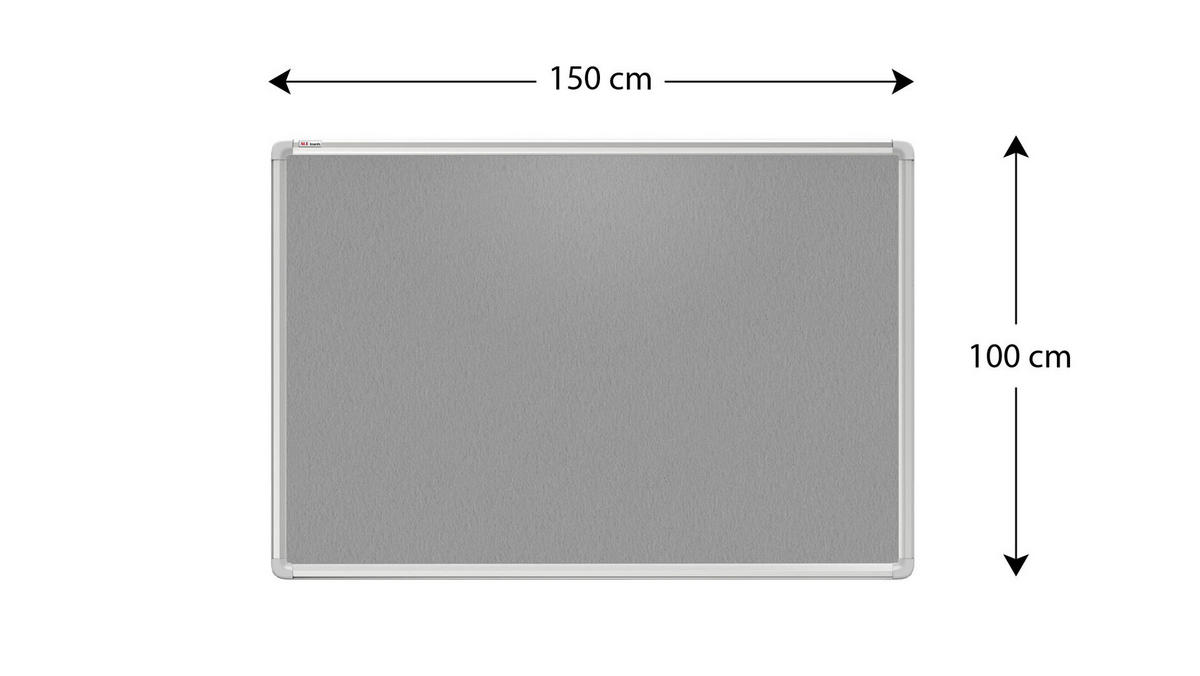 FILZTAFEL mit Alurahmen Grau 150x100cm - Grau, Metall (150/100/1.6cm) - ALLboards