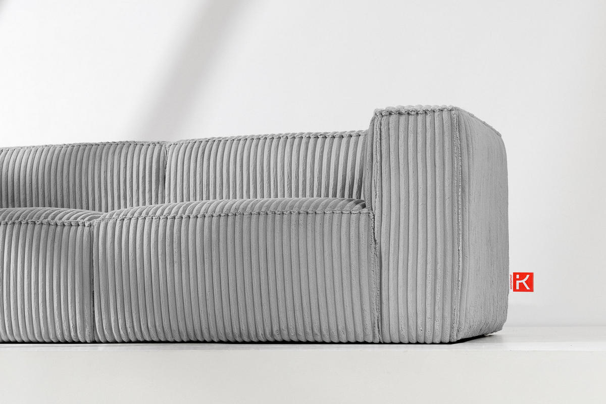 3-SITZER-SOFA FEROX Modern, Cord-Stoff, hellgrau - Hellgrau, Textil (246/73/96cm) - KONSIMO®