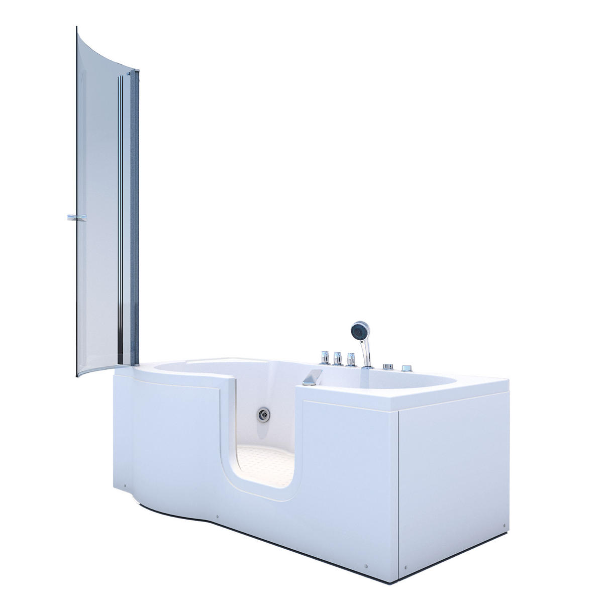 WHIRLPOOL-SENIORENDUSCHE S12D-TH-WP-R Weiß - Weiß, Glas/Kunststoff (170/200/85cm) - AcquaVapore by Sandra Jentho