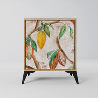 SIDEBOARD COCOA FRUITS, Eichefarben, 57,5x42x70,5 cm, Schwarze Metall-Sternfüße - Eichefarben/Multicolor, Holzwerkstoff/Metall (57.5/70.5/42cm) - SpaceRebels