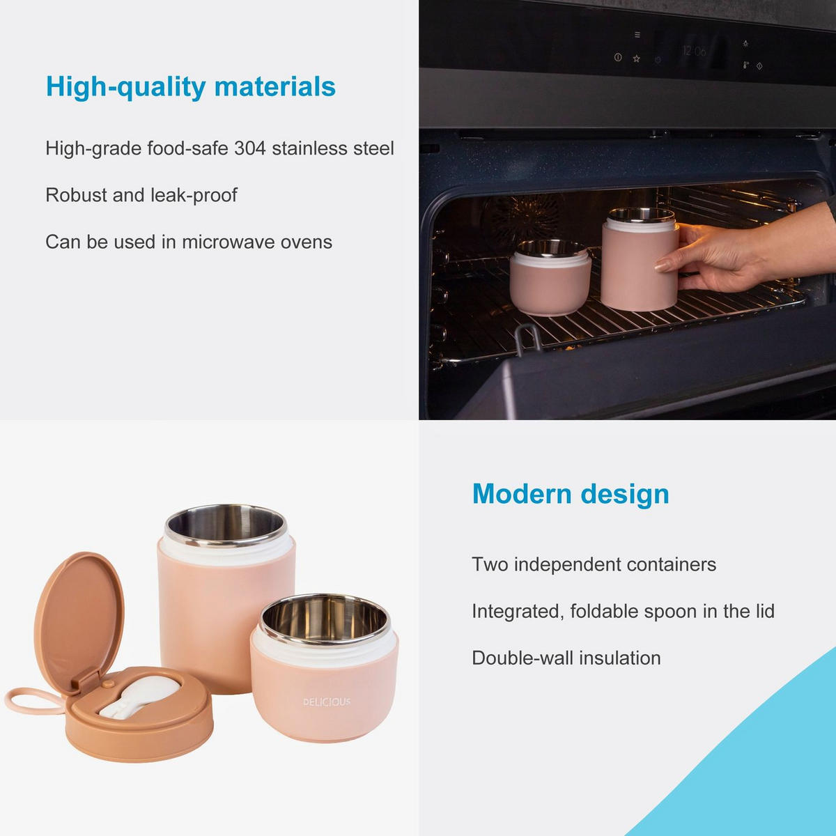 THERMO LUNCH BEHÄLTER 270/370 ml - Rosa, Metall (0.37L) - Intirilife