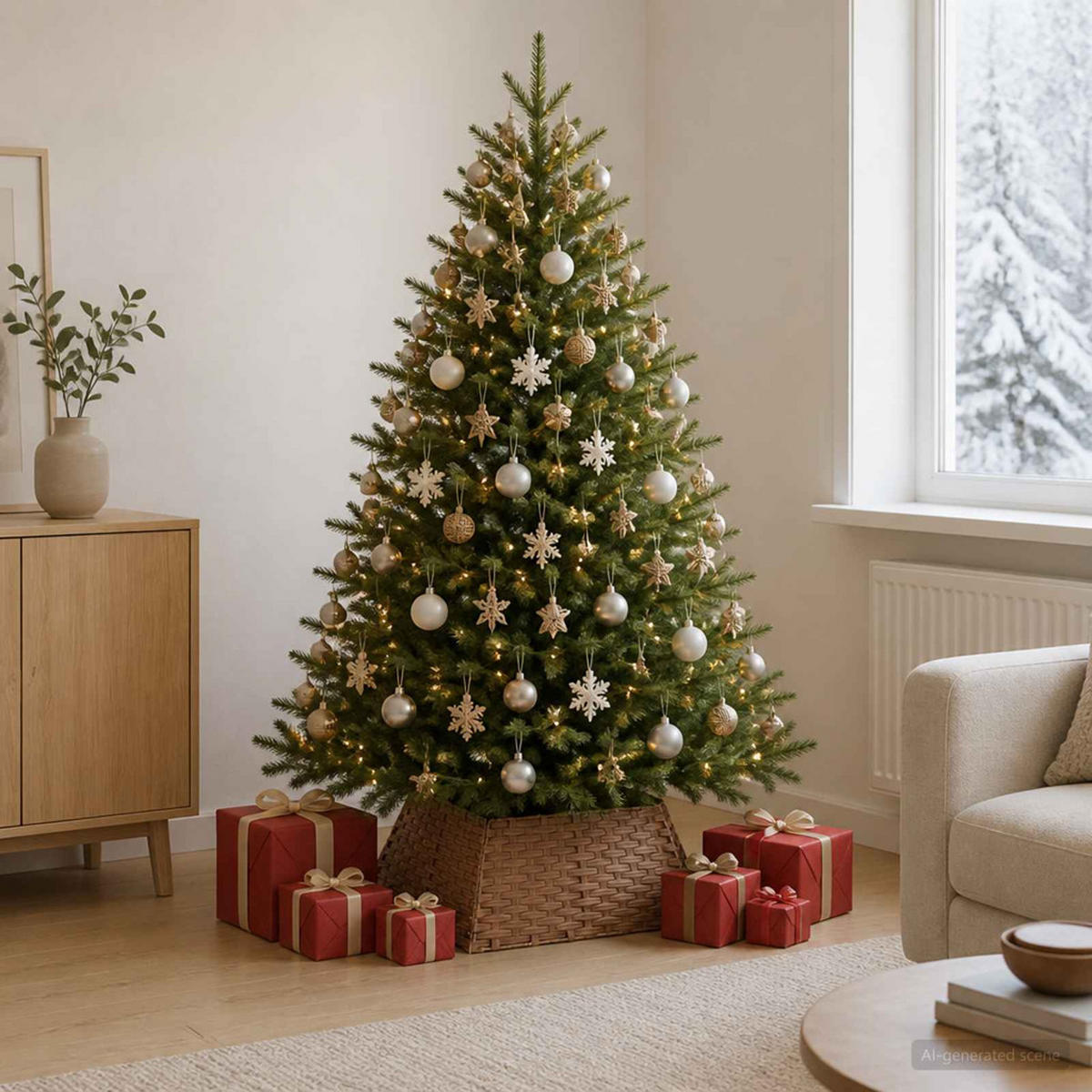 WEIHNACHTSBAUMKRAGEN 70/70/28 cm Braun Poly-Rattan - Braun, Holzwerkstoff (70/28/70cm) - vidaXL