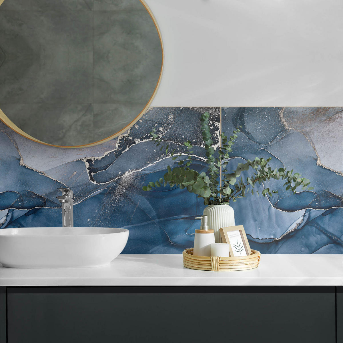 WANDPANEEL 100x50 cm selbstklebend Aurora - Blaugrau, Kunststoff (50/1.6/100cm) - Wallfluent