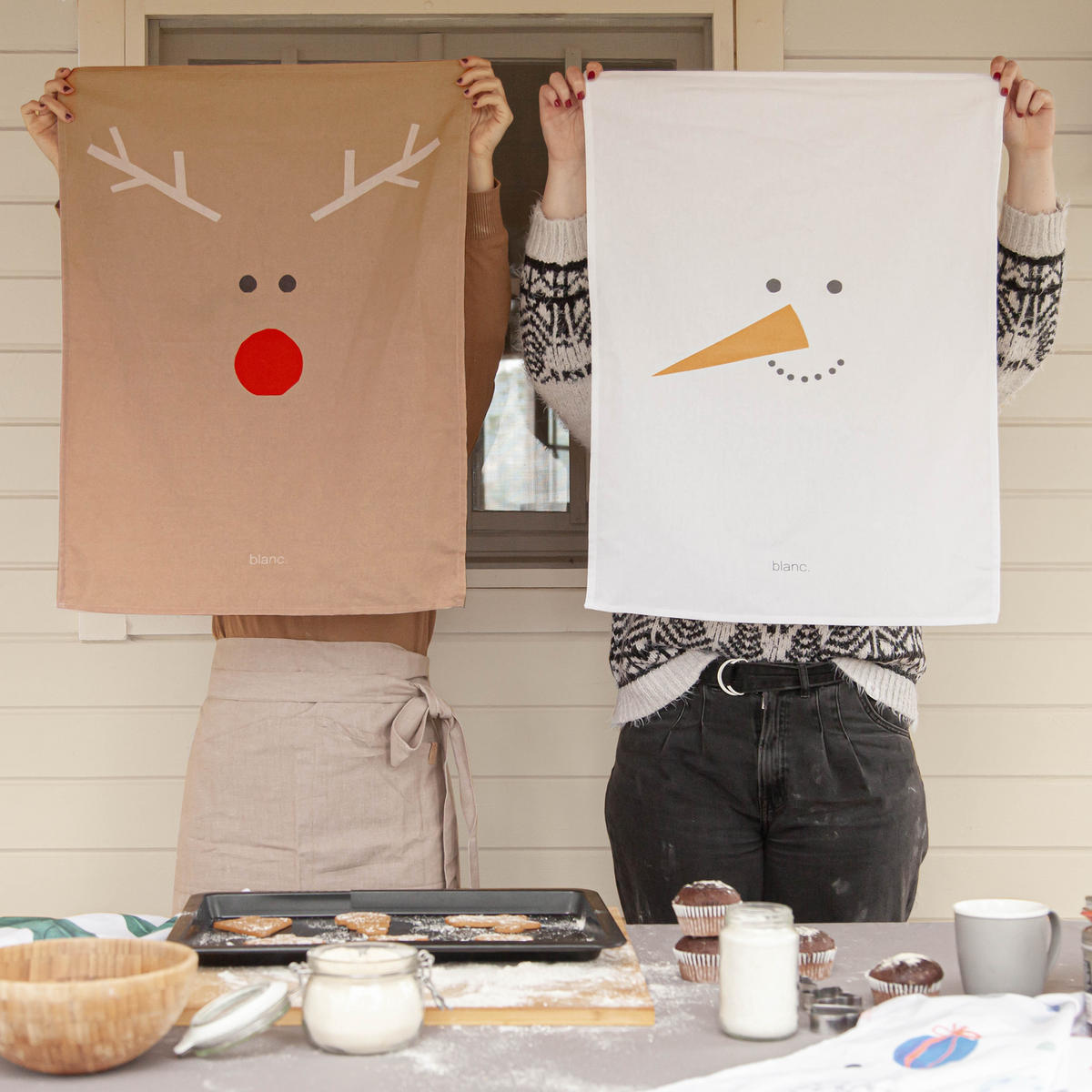 GESCHIRRTUCH (2 tlg) snow mates 70x50 cm mehrfarbig - Multicolor, Textil (70/50cm) - Happy Friday