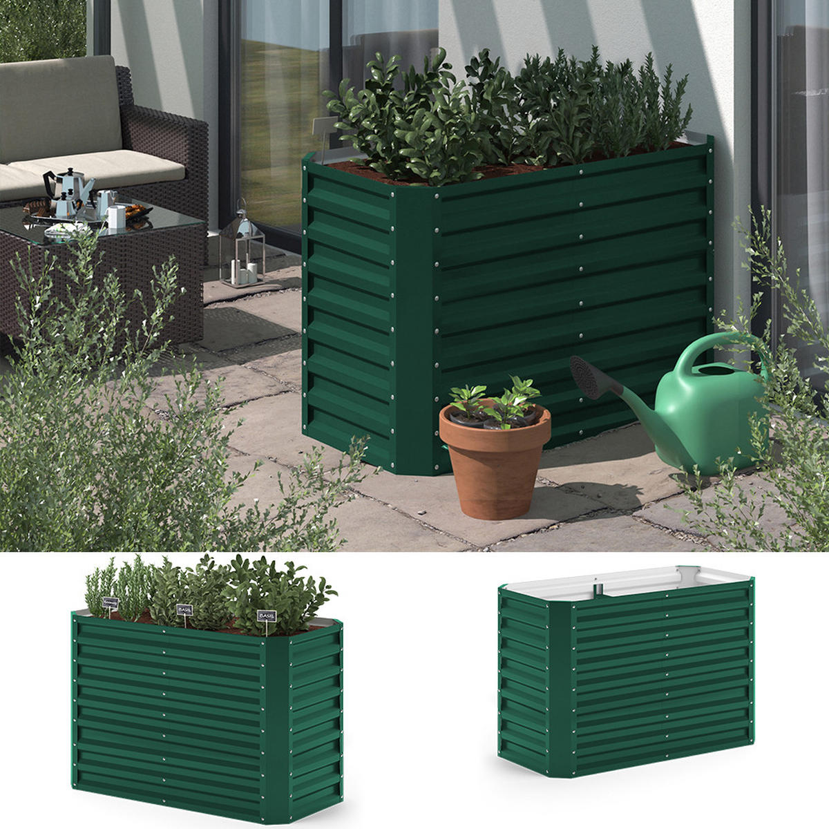 HOCHBEET Grün 120 x 60 cm - Grün, Metall (120/80/60cm) - OK-Living