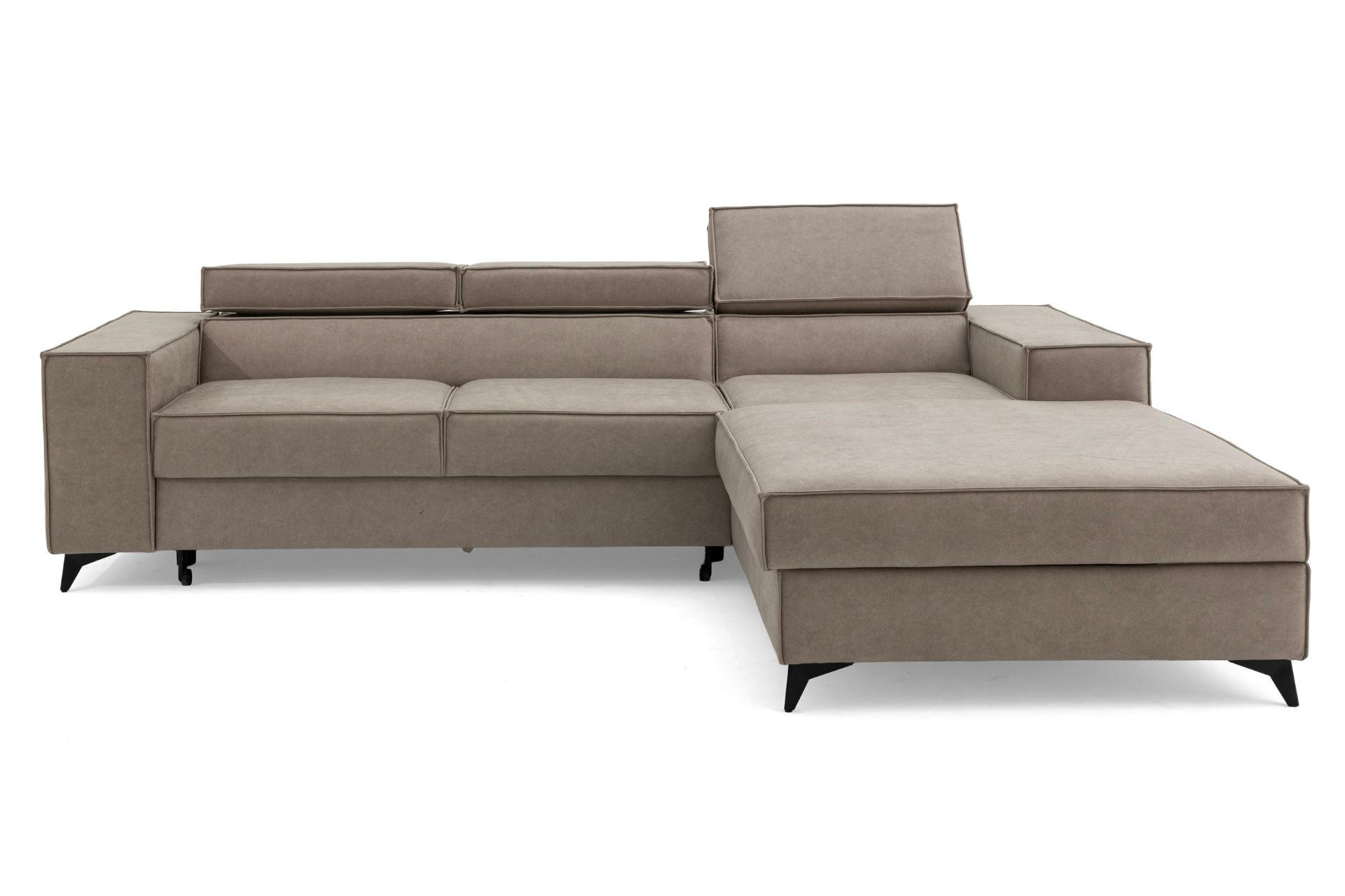 ECKSOFA PURE S Rechts mit Schlaffunktion 127x215 Velours Creme - Creme/Schwarz, Holz/Textil (204/281cm) - Muffo