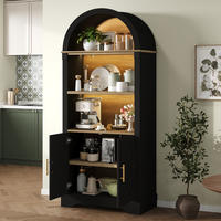 GESCHIRRSCHRANK Schwarz 76.2/40/180 - Schwarz, Holzwerkstoff (76.2/180/40cm)