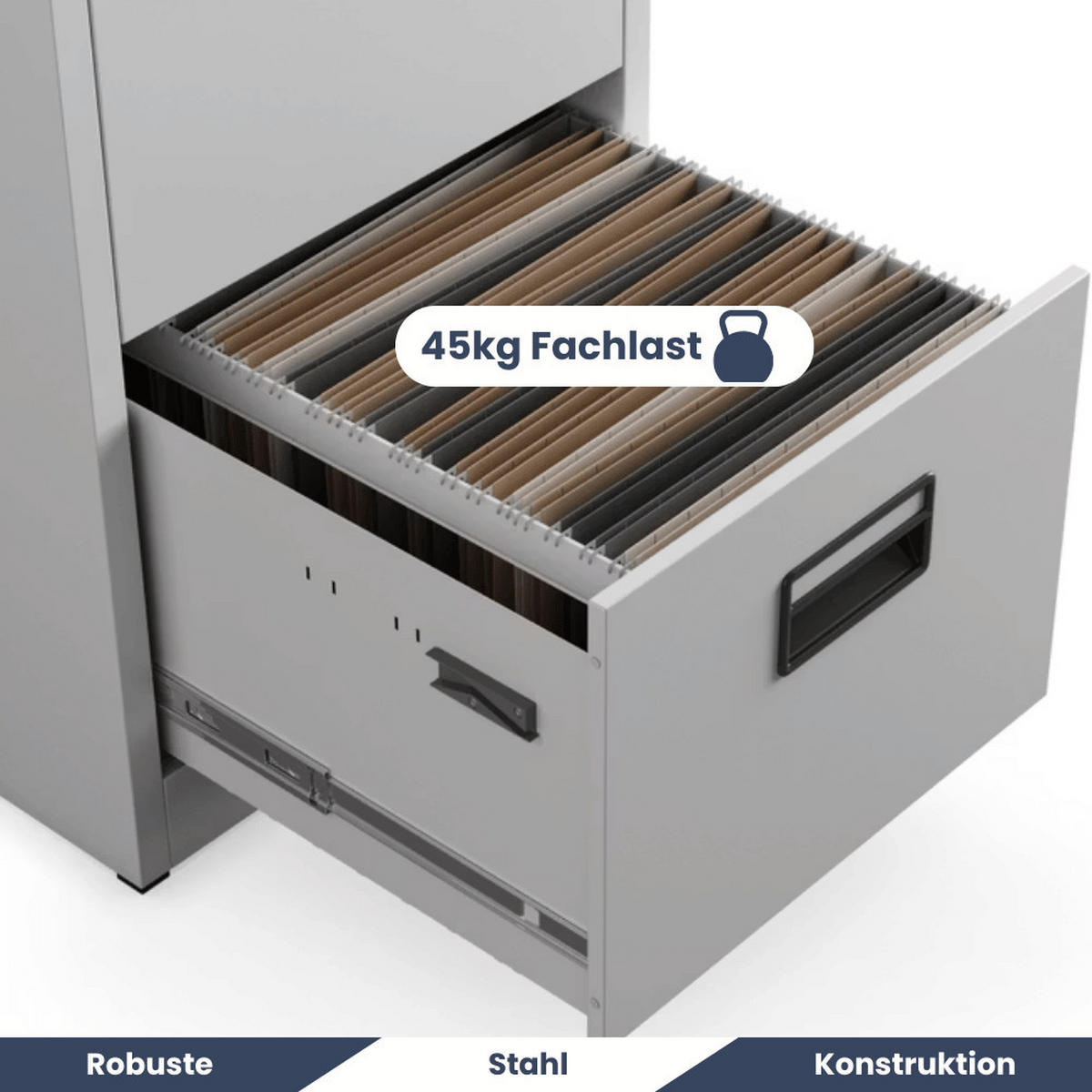 HÄNGEREGISTERSCHRANK abschließbar TION 5 Schubladen 163x46x62cm Grau - Grau, Metall (46/163/62cm) - DELUKE