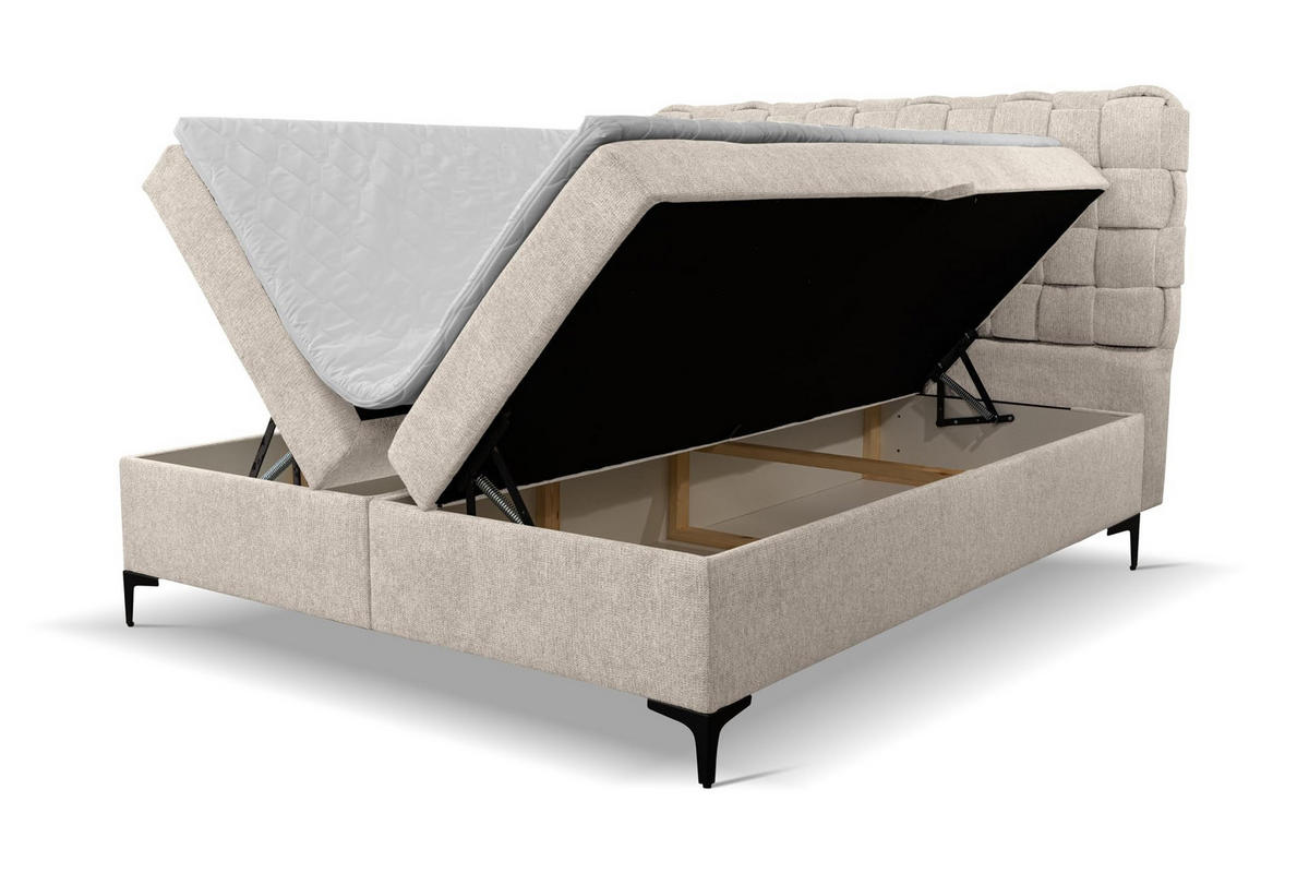 BOXBETT ROMA mit zwei Bettkästen H2/H3 Matratze und Topper 140 x 200 cm - Beige, Holzwerkstoff (140/200cm) - VENASI MÖBEL