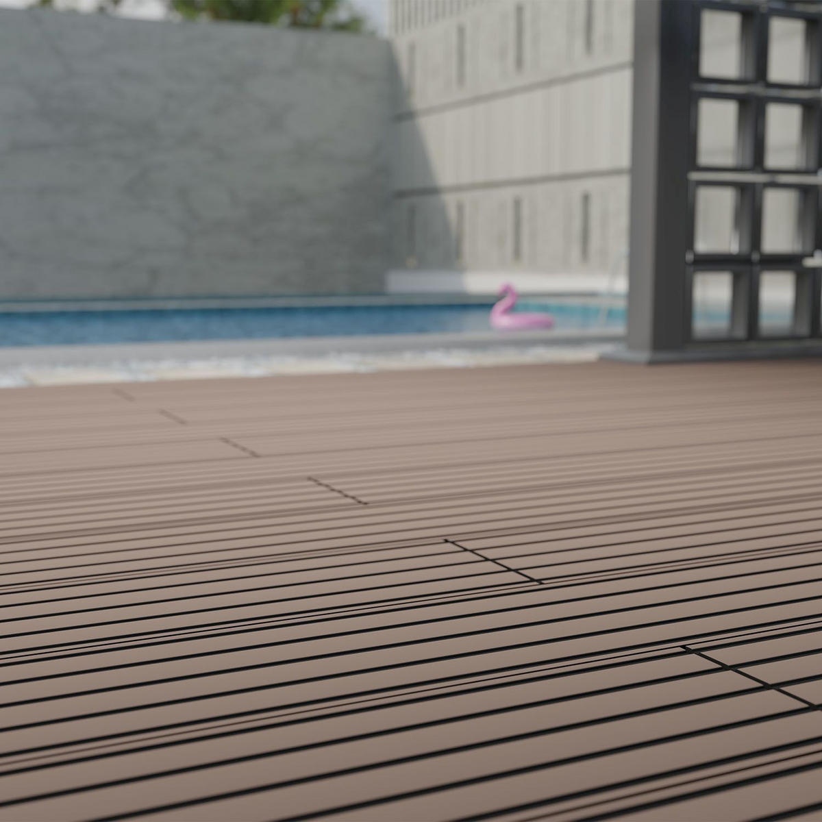 TERRASSENDIELEN WPC Braun 2 m² - Braun, Kunststoff (220/14.6/2.5cm) - Juskys