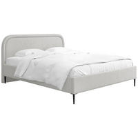 POLSTERBETT Jasmine Slim mit Bettkasten, Lattenrost & hohen Metallfüßen in Grau Chenille 140x200 cm - Birkefarben/Schwarz, Holz/Textil (140/200cm) - WFL GROUP