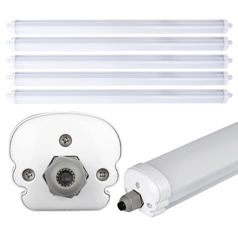 LED DECKENLEUCHTE Weiß glänzend 5er Set - Weiß, Kunststoff (120/6.5/5.8cm)