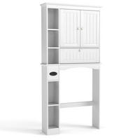 TOILETTENSCHRANK mit 3 Türen weiß - Weiß, Holzwerkstoff (80/165/21cm) - COSTWAY