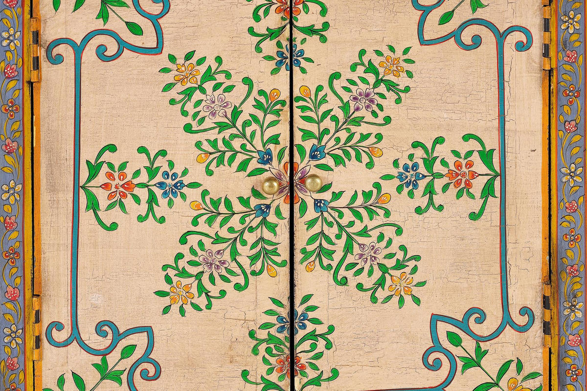 KOMMODE aus Mangoholz mit handbemalten Details - Chromfarben, Holz (65/77/33cm) - Giner y Colomer