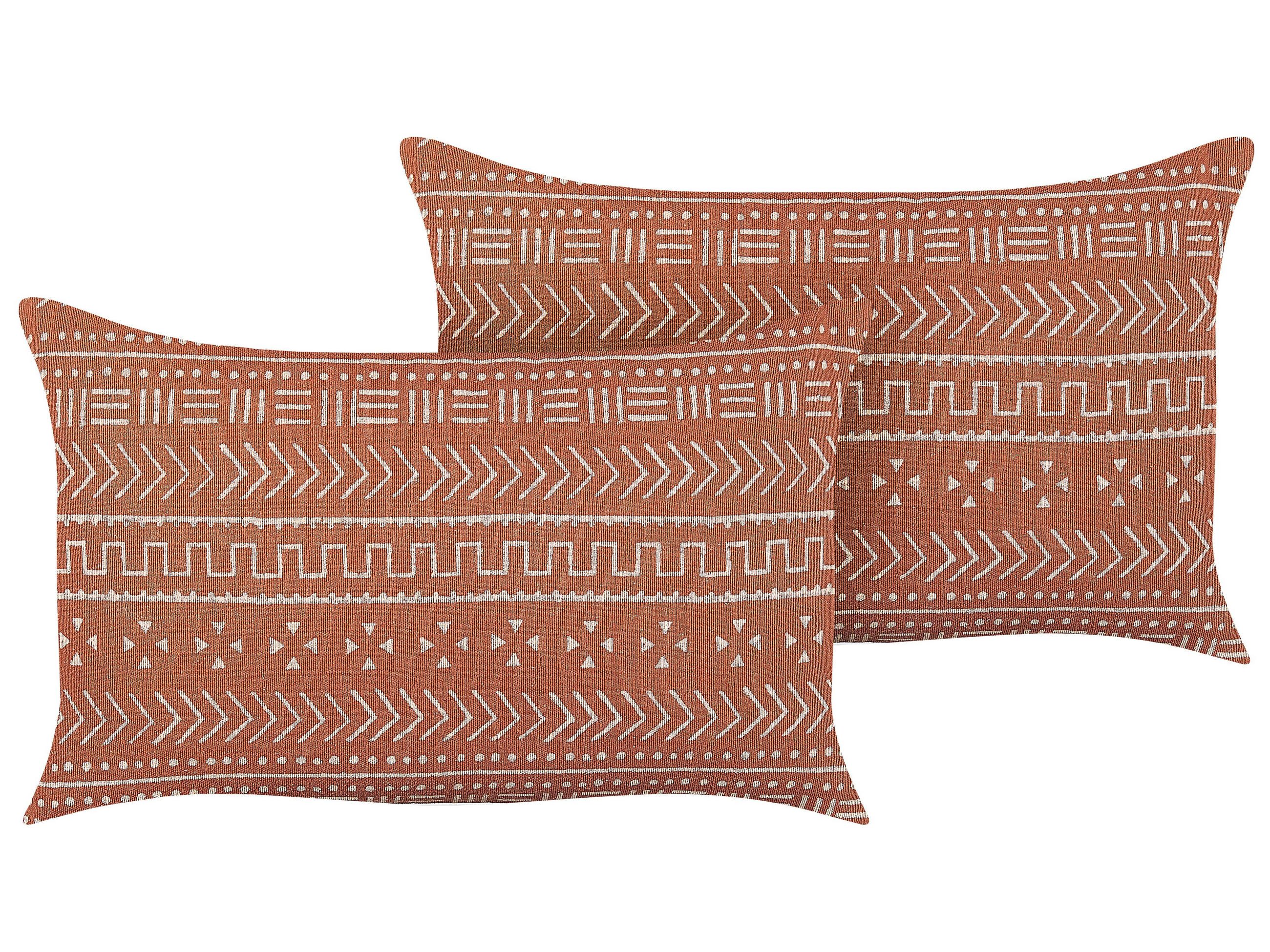 DEKOKISSEN 2er-Set Orange 55/35 cm Orlaya - Orange, Naturmaterialien/Textil (55/35cm) - Beliani