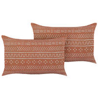 DEKOKISSEN 2er-Set Orange 55/35 cm Orlaya - Orange, Naturmaterialen/Textil (55/35cm) - Beliani